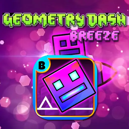 Geometry Dash Breeze gameplay with colorful cube jumping through rhythm obstacles