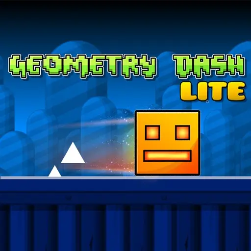 Geometry Dash Lite cube jumping over spikes in a rhythm platform level