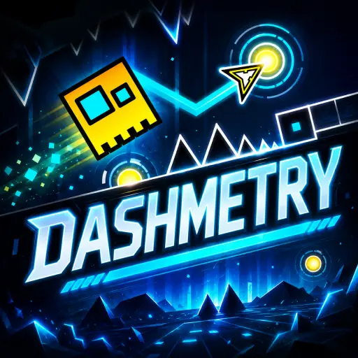 Dashmetry rhythm platformer gameplay with neon obstacles